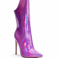 AZALEA WANG HALO HOLOGRAPHIC STILETTO BOOTIE IN PURPLE -Sewing Down South shop azalea wang halo holographic stiletto bootie in purple purple 3 3