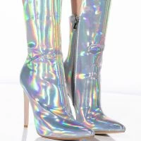 AZALEA WANG HALO SEXY STILETTO BOOTIE IN SILVER