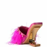 AZALEA WANG HARTFORD SANDAL WITH FEATHERS IN FUCHSIA -Sewing Down South shop azalea wang hartford sandal with feathers in fuchsia fuchsia 4 4