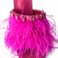 AZALEA WANG HARTFORD SANDAL WITH FEATHERS IN FUCHSIA -Sewing Down South shop azalea wang hartford sandal with feathers in fuchsia fuchsia 5 5