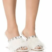 AZALEA WANG HARTFORD SANDAL WITH FEATHERS IN WHITE -Sewing Down South shop azalea wang hartford sandal with feathers in white white 1 1