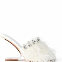 AZALEA WANG HARTFORD SANDAL WITH FEATHERS IN WHITE