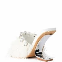 AZALEA WANG HARTFORD SANDAL WITH FEATHERS IN WHITE -Sewing Down South shop azalea wang hartford sandal with feathers in white white 4 4