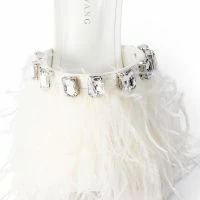 AZALEA WANG HARTFORD SANDAL WITH FEATHERS IN WHITE -Sewing Down South shop azalea wang hartford sandal with feathers in white white 5 5