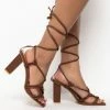 AZALEA WANG HEARTS RACING CHUNKY SANDAL IN BROWN
