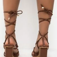 AZALEA WANG HEARTS RACING CHUNKY SANDAL IN BROWN -Sewing Down South shop azalea wang hearts racing chunky sandal in brown brown 4 4