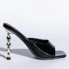 AZALEA WANG HEARTS RACING STILETTO SANDAL IN BLACK