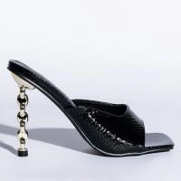 AZALEA WANG HEARTS RACING STILETTO SANDAL IN BLACK