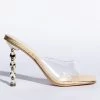 AZALEA WANG HEARTS RACING STILETTO SANDAL IN GOLD