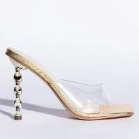 AZALEA WANG HEARTS RACING STILETTO SANDAL IN GOLD