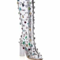 AZALEA WANG HEIDI EMBELLISHED PVC BOOT IN MULTI -Sewing Down South shop azalea wang heidi embellished pvc boot in multi multi 3 3 c1