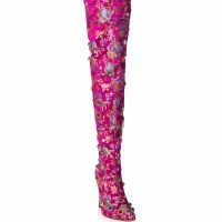 AZALEA WANG HER MAJESTY EMBELLISHED ABOVE THE KNEE BOOT IN PINK -Sewing Down South shop azalea wang her majesty embellished above the knee boot in pink pink 3 3