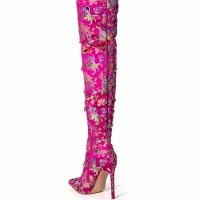 AZALEA WANG HER MAJESTY EMBELLISHED ABOVE THE KNEE BOOT IN PINK -Sewing Down South shop azalea wang her majesty embellished above the knee boot in pink pink 4 4