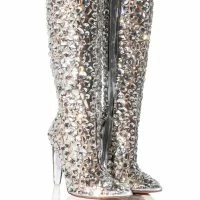 AZALEA WANG HONEY EMBELLISHED PVC BOOT IN SILVER