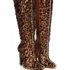 AZALEA WANG HONEY EMBELLISHED PVC CHUNKY BOOT IN BROWN