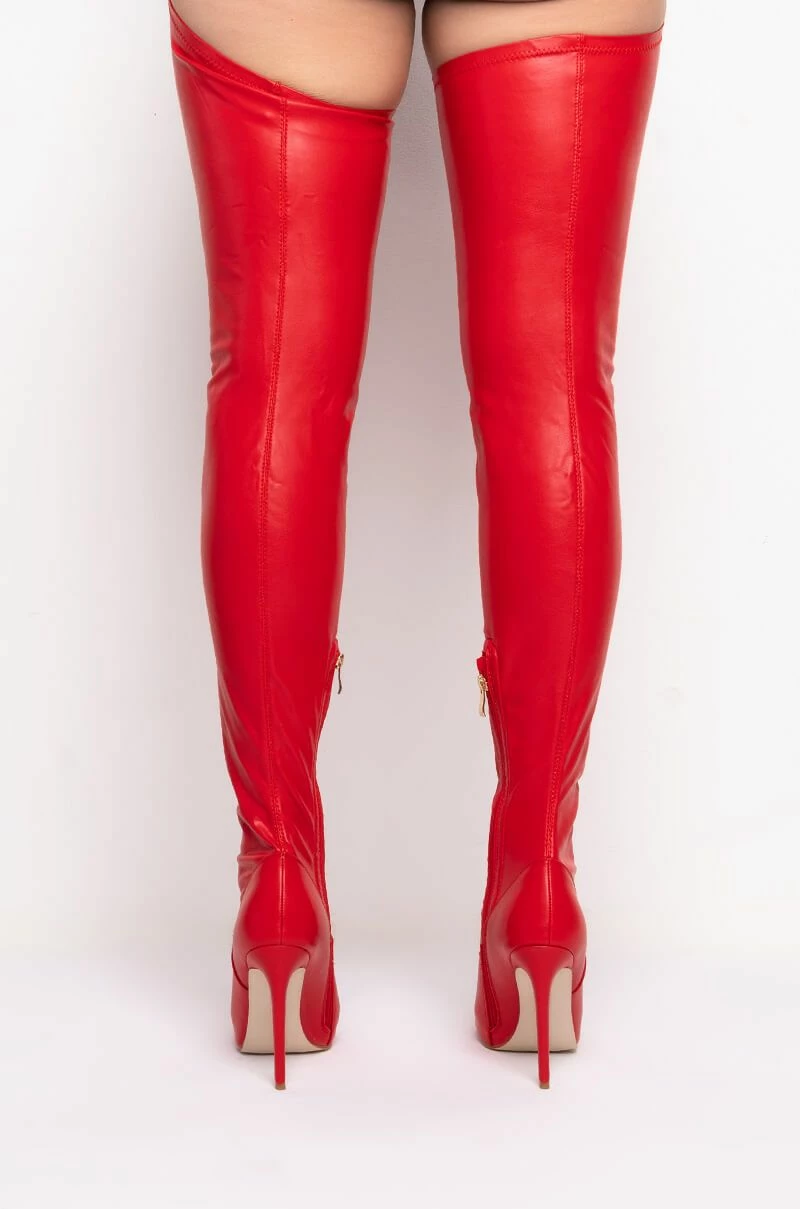 AZALEA WANG IM MOVIN ON BELTED STILETTO BOOT WITH 4 WAY STRETCH IN RED 5 AZALEA WANG IM MOVIN ON BELTED STILETTO BOOT WITH 4 WAY STRETCH IN RED - Image 5