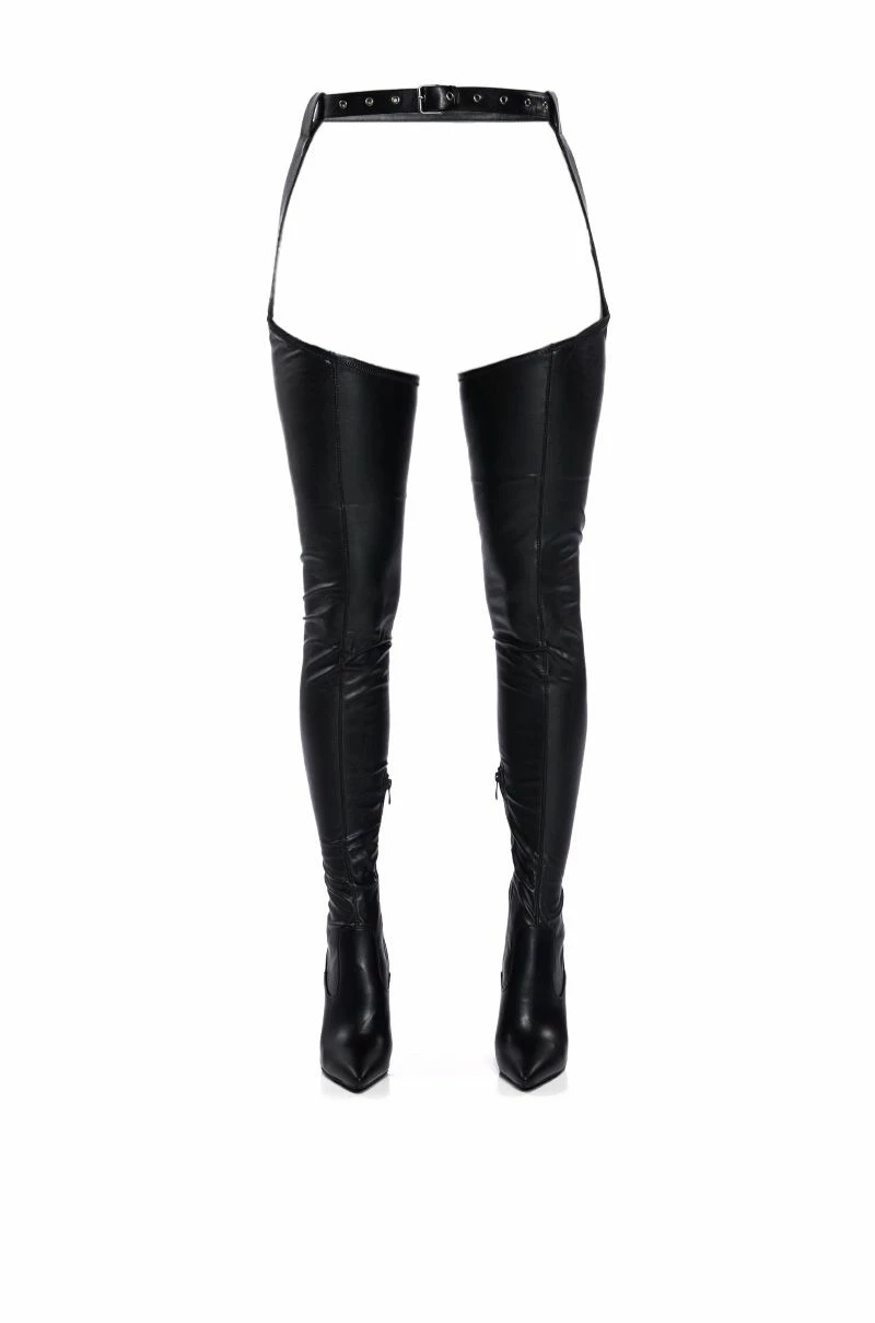 AZALEA WANG IM MOVIN ON BELTED THIGH HIGH STILETTO CHAP BOOT WITH 4 WAY STRETCH 6 AZALEA WANG IM MOVIN ON BELTED THIGH HIGH STILETTO CHAP BOOT WITH 4 WAY STRETCH - Image 6