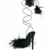 AZALEA WANG IM THAT GIRL FEATHER SANDAL IN BLACK -Sewing Down South shop azalea wang im that girl feather sandal in black black 4 4