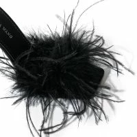 AZALEA WANG IM THAT GIRL FEATHER SANDAL IN BLACK -Sewing Down South shop azalea wang im that girl feather sandal in black black 5 5
