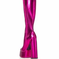 AZALEA WANG I'M THAT GIRL METALLIC PLATFORM BOOT -Sewing Down South shop azalea wang im that girl metallic platform boot pink 4 4