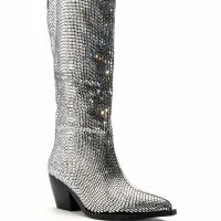 AZALEA WANG INGRID BLINGED OUT RHINESTONE WESTERN BOOT IN SILVER -Sewing Down South shop azalea wang ingrid blinged out rhinestone western boot in silver silver 3 3