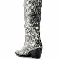 AZALEA WANG INGRID BLINGED OUT RHINESTONE WESTERN BOOT IN SILVER -Sewing Down South shop azalea wang ingrid blinged out rhinestone western boot in silver silver 4 4