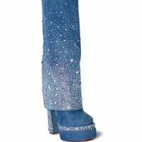 AZALEA WANG INVISIBLE DENIM BOOT WITH DIAMONDS -Sewing Down South shop azalea wang invisible denim boot with diamonds denim 3 3