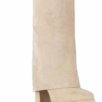 AZALEA WANG INVISIBLE FOLD OVER CHUNKY BOOT IN TAN SUEDE -Sewing Down South shop azalea wang invisible fold over chunky boot in tan suede tan 5 5