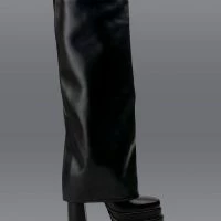 AZALEA WANG INVISIBLE KNEE HIGH FOLD OVER CHUNKY BOOT IN BLACK -Sewing Down South shop azalea wang invisible knee high fold over chunky boot in black black 1 1 c1 c1