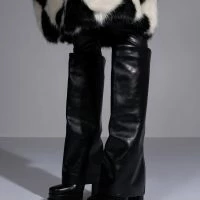 AZALEA WANG INVISIBLE KNEE HIGH FOLD OVER CHUNKY BOOT IN BLACK -Sewing Down South shop azalea wang invisible knee high fold over chunky boot in black black 2 2 c1 c1