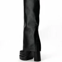 AZALEA WANG INVISIBLE KNEE HIGH FOLD OVER CHUNKY BOOT IN BLACK -Sewing Down South shop azalea wang invisible knee high fold over chunky boot in black black 4 4 c1