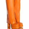 AZALEA WANG INVISIBLE KNEE HIGH FOLD OVER CHUNKY BOOT IN ORANGE