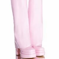 AZALEA WANG INVISIBLE KNEE HIGH FOLD OVER CHUNKY BOOT IN PINK