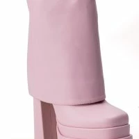 AZALEA WANG INVISIBLE KNEE HIGH FOLD OVER CHUNKY BOOT IN PINK -Sewing Down South shop azalea wang invisible knee high fold over chunky boot in pink pink 5 5