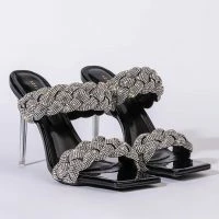 AZALEA WANG IT WAS ALL A DREAM STILETTO SANDAL IN BLACK -Sewing Down South shop azalea wang it was all a dream stiletto sandal in black black 4 4