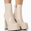 AZALEA WANG IT'S YOURS SMOOTH VEGAN LEATHER CHUNKY BOOTIE IN BONE