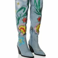 AZALEA WANG IZARA OVER THE KNEE BOOT IN DENIM