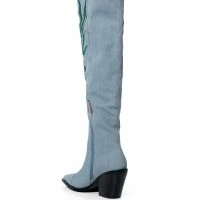 AZALEA WANG IZARA OVER THE KNEE BOOT IN DENIM -Sewing Down South shop azalea wang izara over the knee boot in denim denim 4 4