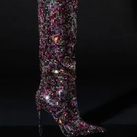 AZALEA WANG IZZY EMBELLISHED BOOT IN MULTI -Sewing Down South shop azalea wang izzy embellished boot in multi multi 2 2 c1