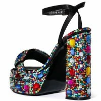AZALEA WANG JANETTE GEM EMBELLISHED PLATFORM SANDAL IN MULTI -Sewing Down South shop azalea wang janette gem embellished platform sandal in multi multi 4 4