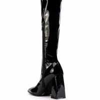 AZALEA WANG JAZZY PATENT KNEE HIGH BOOT IN BLACK -Sewing Down South shop azalea wang jazzy patent knee high boot in black black 4 4