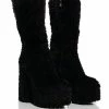 AZALEA WANG JERUSHA FUR CHUNKY BOOT IN BLACK