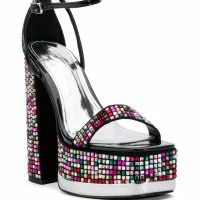 AZALEA WANG JESSIE EMBELLISHED CHUNKY SANDAL IN MULTI -Sewing Down South shop azalea wang jessie embellished chunky sandal in multi multi 3 3