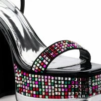 AZALEA WANG JESSIE EMBELLISHED CHUNKY SANDAL IN MULTI -Sewing Down South shop azalea wang jessie embellished chunky sandal in multi multi 5 5