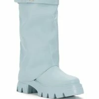 AZALEA WANG JET FOLD OVER FLATFORM BOOT IN BLUE -Sewing Down South shop azalea wang jet fold over flatform boot in blue blue 3 3