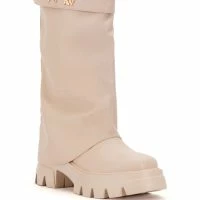 AZALEA WANG JET FOLD OVER FLATFORM BOOT IN BONE -Sewing Down South shop azalea wang jet fold over flatform boot in bone bone 3 3