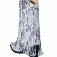 AZALEA WANG JOYFUL RING WESTERN BOOTIE IN SILVER -Sewing Down South shop azalea wang joyful ring western bootie in silver silver 4 4