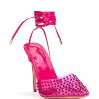 AZALEA WANG JUICY STILETTO PUMP WITH BLING IN FUCHSIA -Sewing Down South shop azalea wang juicy stiletto pump with bling in fuchsia fuchsia 3 3