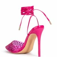 AZALEA WANG JUICY STILETTO PUMP WITH BLING IN FUCHSIA -Sewing Down South shop azalea wang juicy stiletto pump with bling in fuchsia fuchsia 4 4