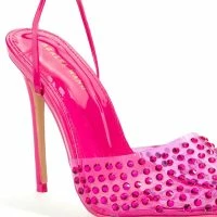 AZALEA WANG JUICY STILETTO PUMP WITH BLING IN FUCHSIA -Sewing Down South shop azalea wang juicy stiletto pump with bling in fuchsia fuchsia 5 5